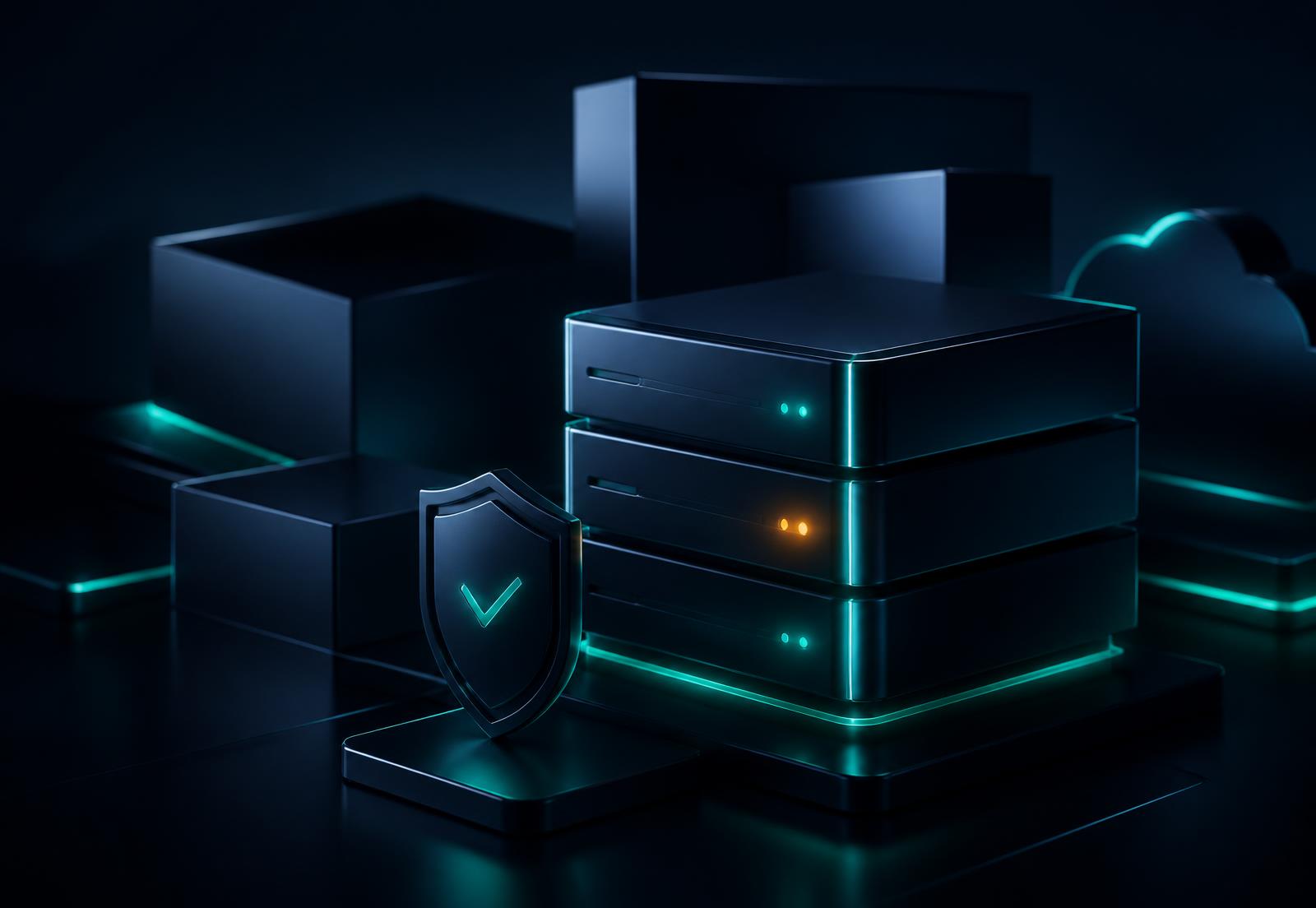 Abstract visual of secure, managed website hosting infrastructure