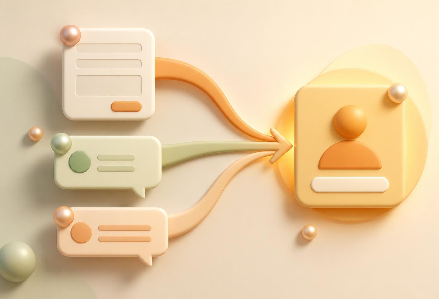 Abstract visual of website visitors turning into contact form leads