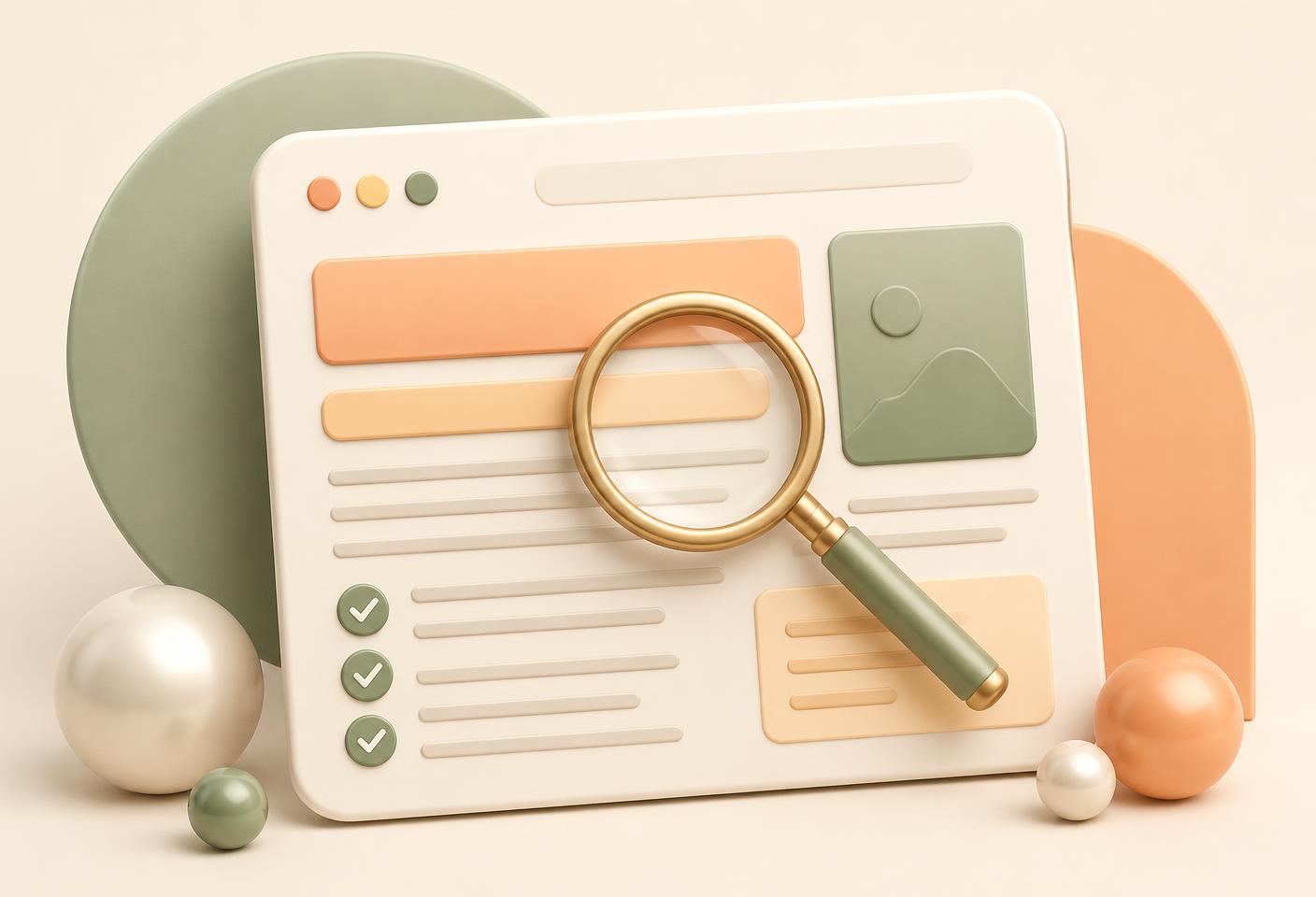 A webpage with highlighted headings under a magnifying glass